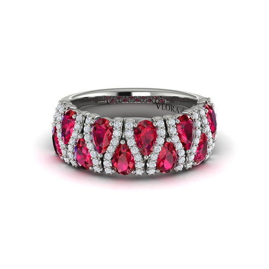Multi Diamond and Ruby Statement Ring