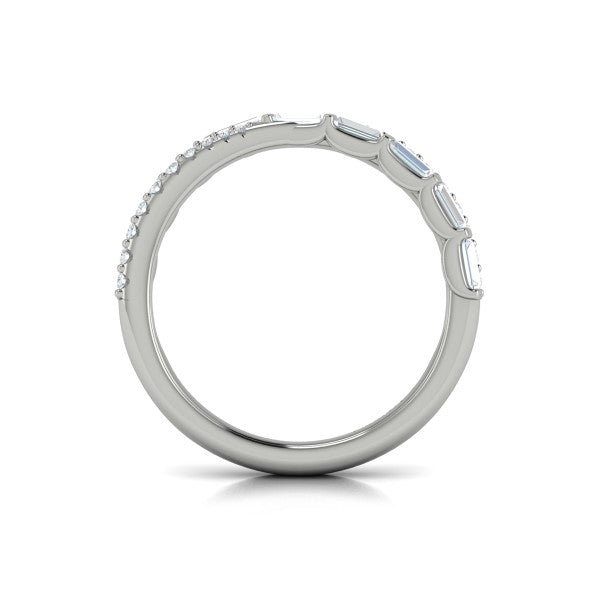 Crossed Baguette and Round Stackable Band