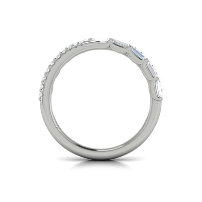 Crossed Baguette and Round Stackable Band