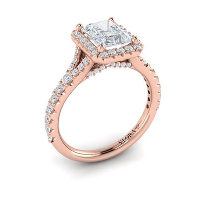 Elegant Halo Emerald Cut Engagement Ring