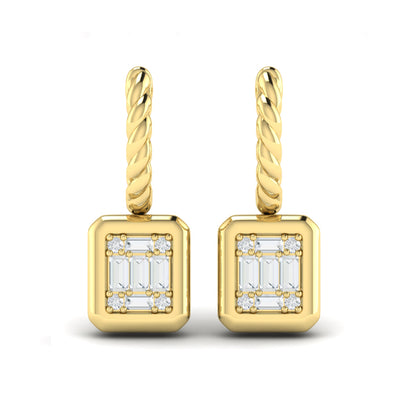 Multi Baguette and Round Diamond Drop Earrings