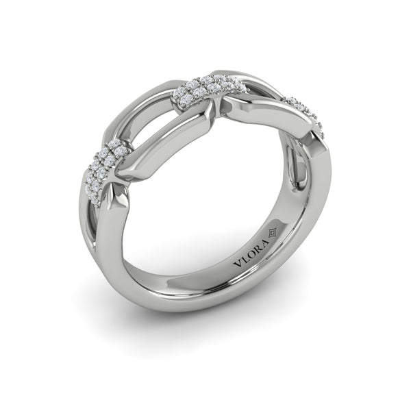 Diamond Accent East West Open Oval Link Ring