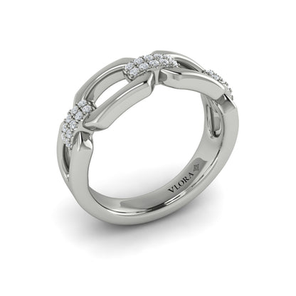 Diamond Accent East West Open Oval Link Ring