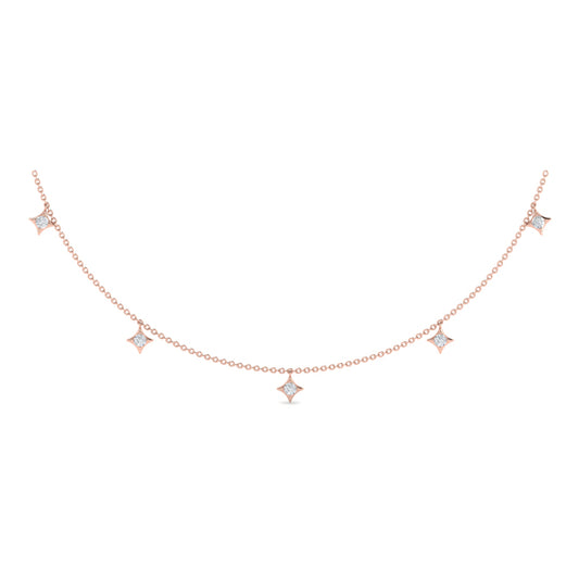 Multi Diamond Vlora Star Tassel Necklace