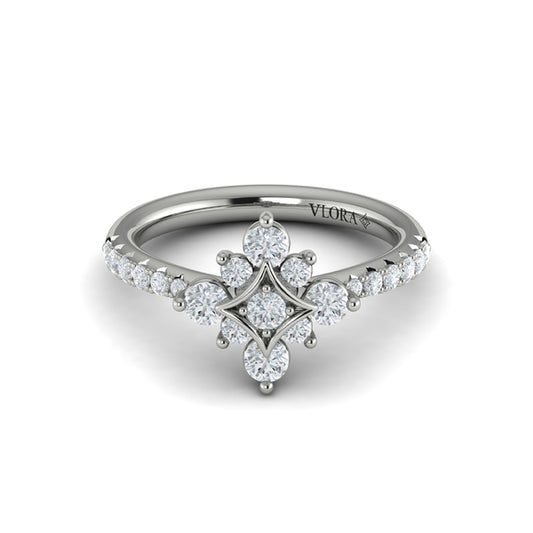 Floating Diamond Floral and Vlora Star Ring