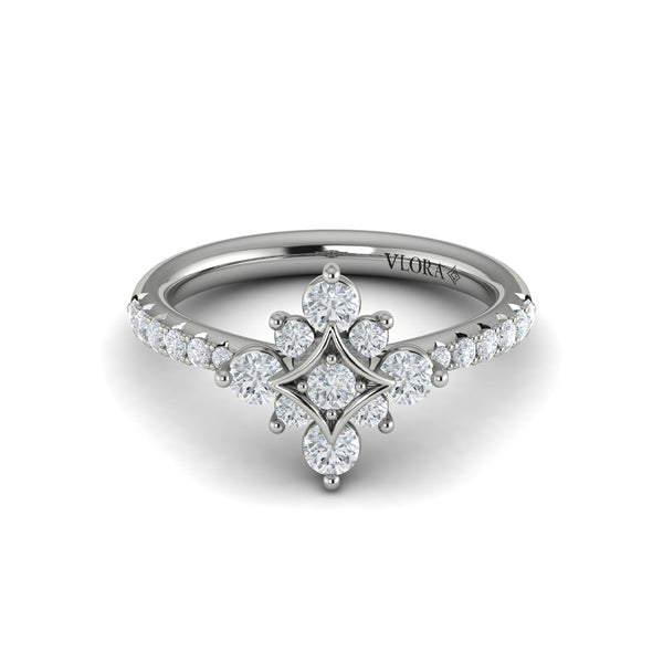 Floating Diamond Floral and Vlora Star Ring