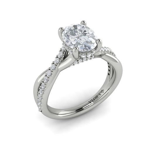Oval Classic Engagement Ring in Platinum by Vlora Bridal
