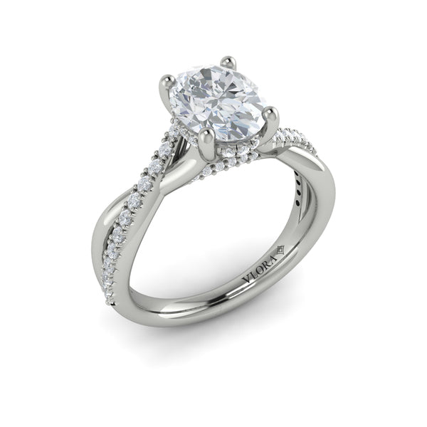 Entwined Oval Hidden Halo Engagement Ring