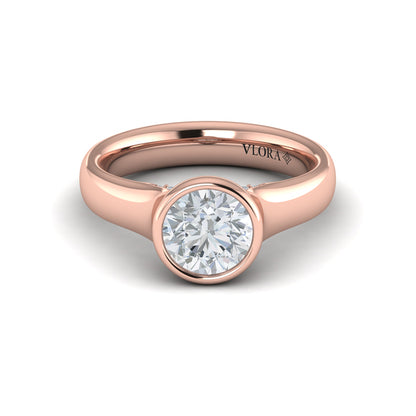 Contoured Bezel Diamond Engagement Ring