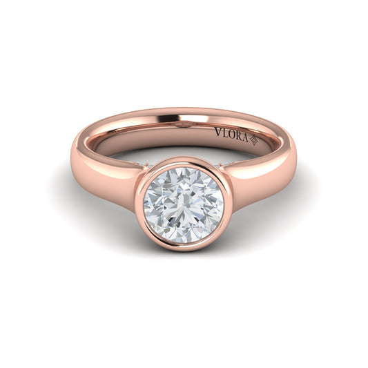 Contoured Bezel Diamond Engagement Ring