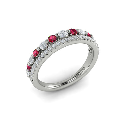 Diamond and Ruby Two Row Ring