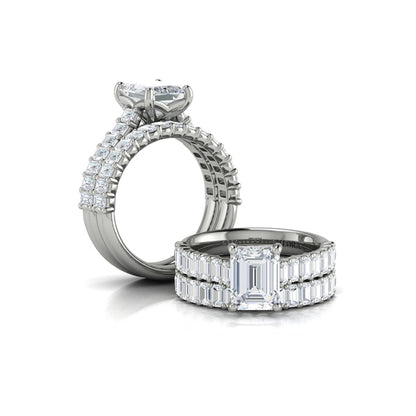 Emerald Cut Engagement Ring with Baguette Diamond Band