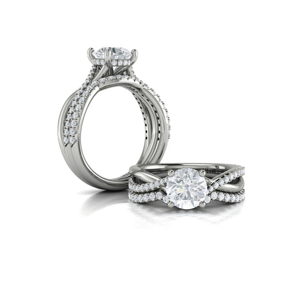 Round Classic Engagement Ring in 14K White Gold by Vlora Bridal