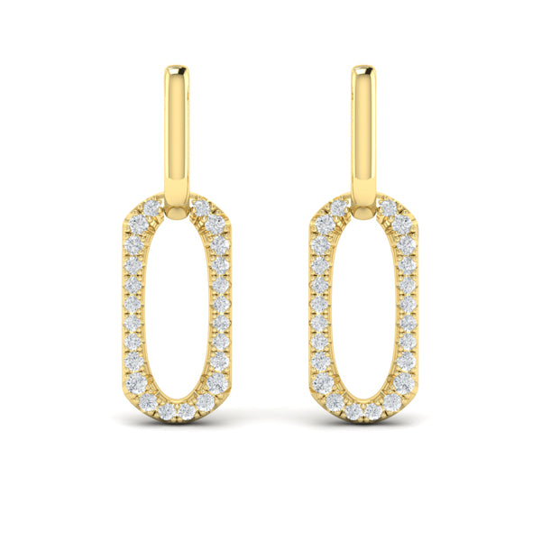 Diamond North South Open Oval Pendant Link Earrings