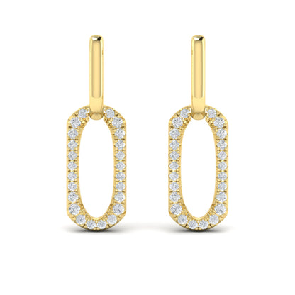 Diamond North South Open Oval Pendant Link Earrings