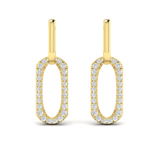 Diamond North South Open Oval Pendant Link Earrings