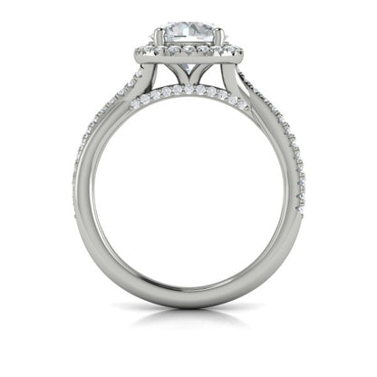 Round Halo Engagement Ring in Platinum by Vlora Bridal