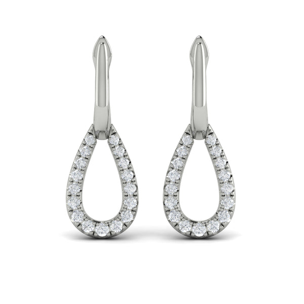 Diamond Open Tear Drop Link Earrings