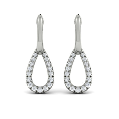 Diamond Open Tear Drop Link Earrings