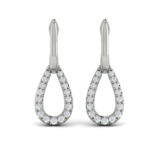 Diamond Open Tear Drop Link Earrings
