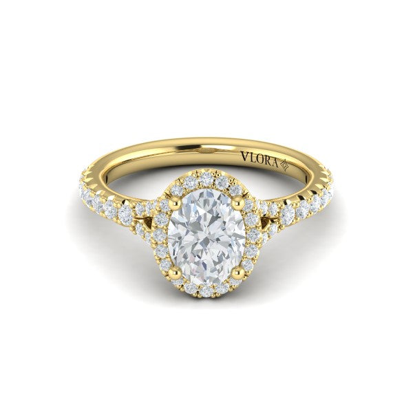 Timeless Halo Split Shank Oval Engagement Ring