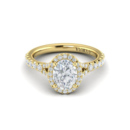 Timeless Halo Split Shank Oval Engagement Ring