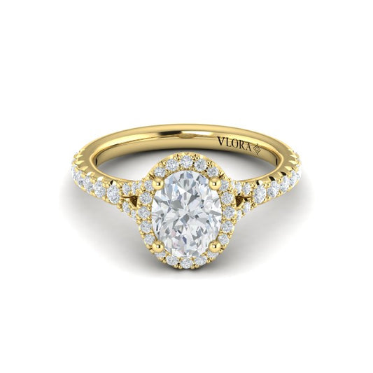 Timeless Halo Split Shank Oval Engagement Ring