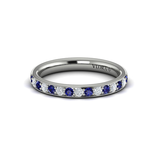 Delicate Sapphire and Diamond Stackable Band