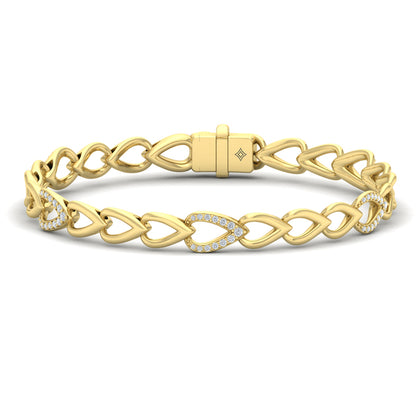 Diamond Open Tear Drop and Multi Tear Drop Link Bracelet