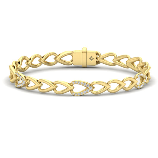 Diamond Open Tear Drop and Multi Tear Drop Link Bracelet