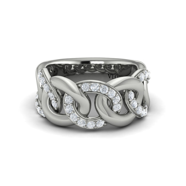 Diamond Interlacing Link Ring