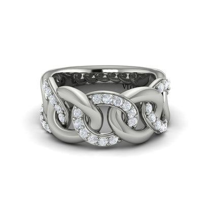 Diamond Interlacing Link Ring