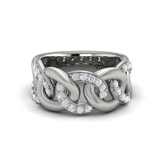 Diamond Interlacing Link Ring