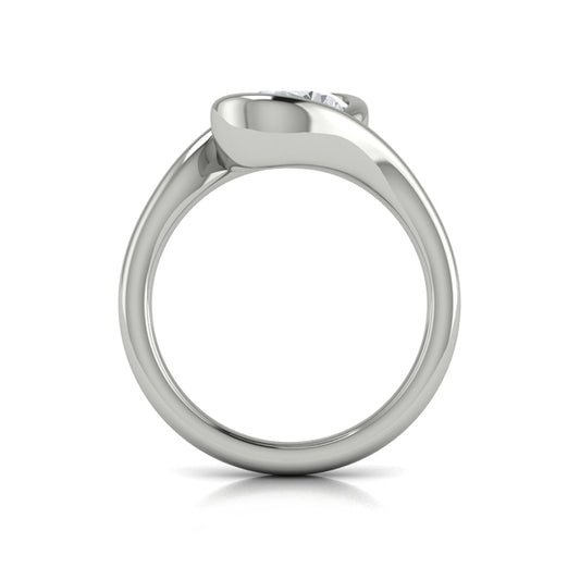 Modern Swirl Bezel Engagement Ring