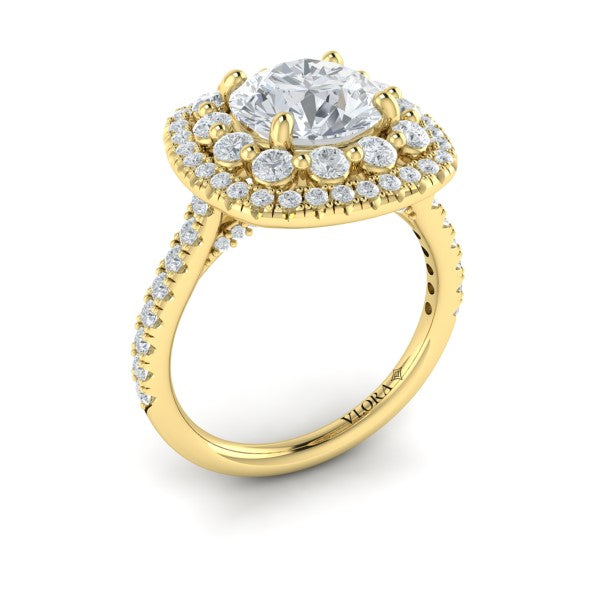 Double Euro Halo Round Engagement Ring