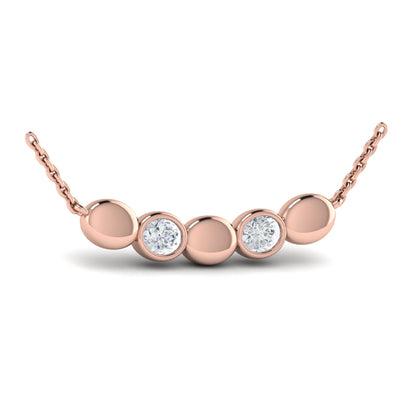 Contoured Gold and Diamond Pebble Necklace