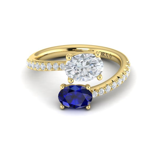 Kissing Diamond and Sapphire Engagement Ring