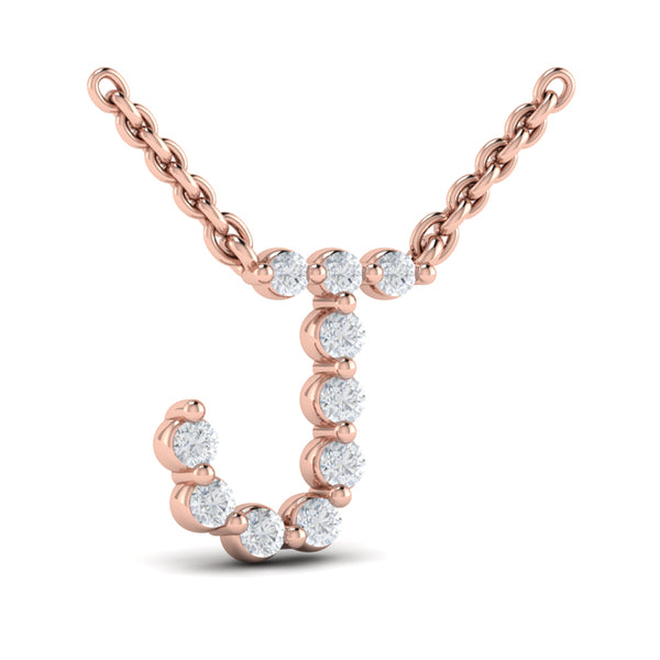 Diamond Alphabet Pendant Necklace, J