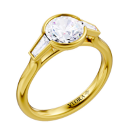 Matching Band for Modern Trio Oval Bezel Engagement Ring