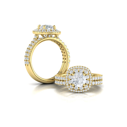 Double Euro Halo Round Engagement Ring