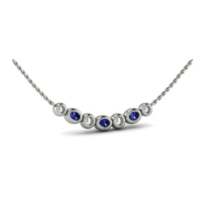 Diamond and Sapphire Rounded Bezel Pendant