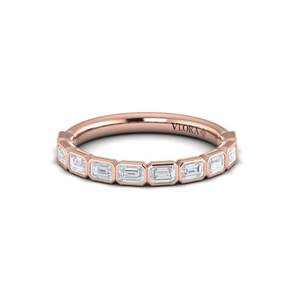 Bezel-Set Emerald Cut Stackable Band