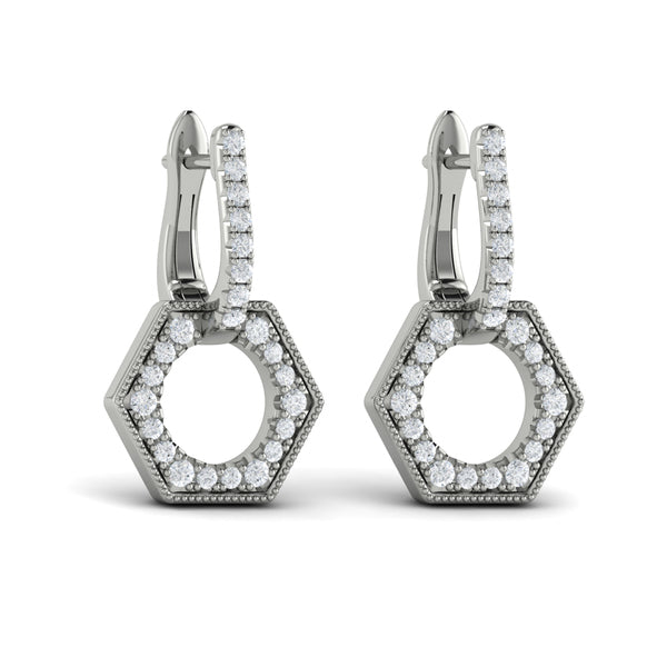 Diamond Open Honeycomb Drop Earrings