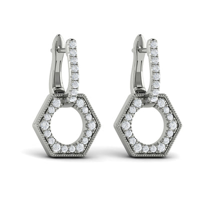 Diamond Open Honeycomb Drop Earrings