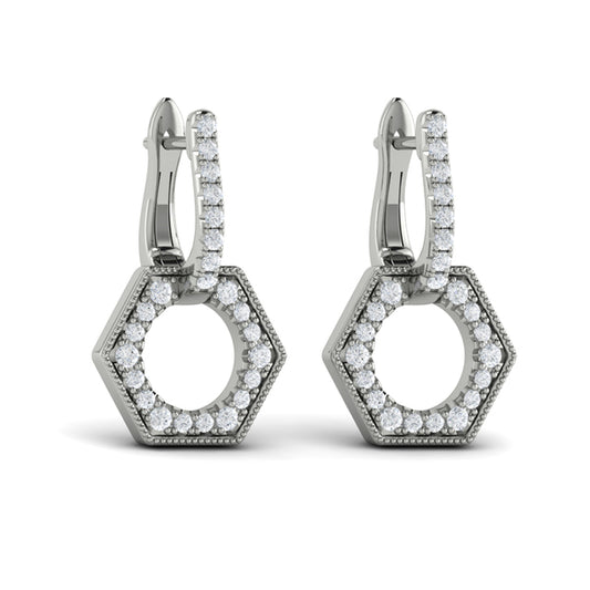 Diamond Open Honeycomb Drop Earrings