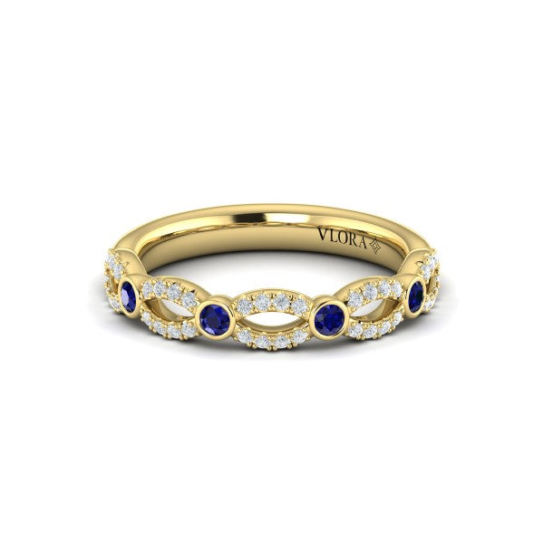 Diamond and Sapphire Cascade Band
