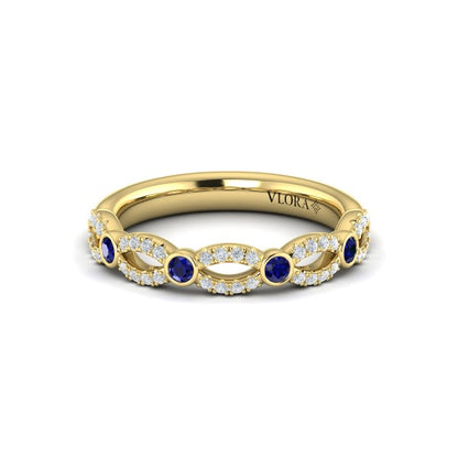Diamond and Sapphire Cascade Band
