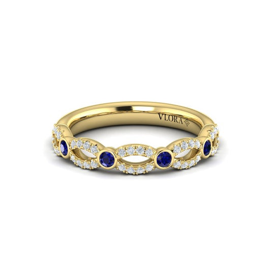 Diamond and Sapphire Cascade Band