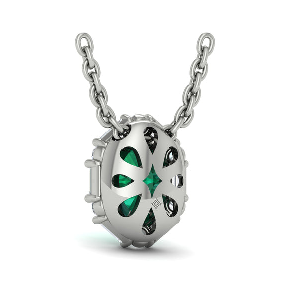 Oval Emerald and Diamond Baguette Pendant