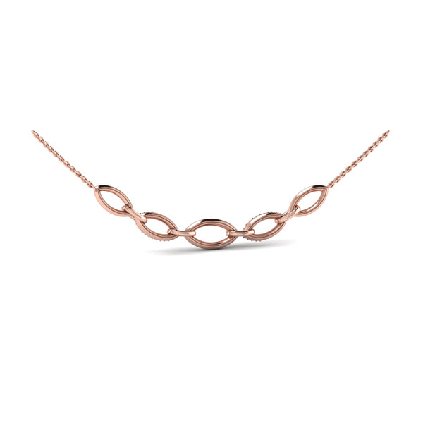 Open Navette Silhouette Alternating Diamonds Necklace